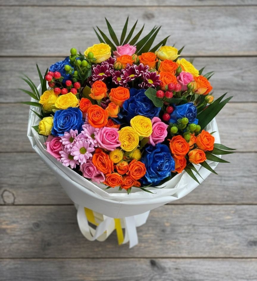 Букет цветов из: Розы и Хризантемы в Ладовской Балке