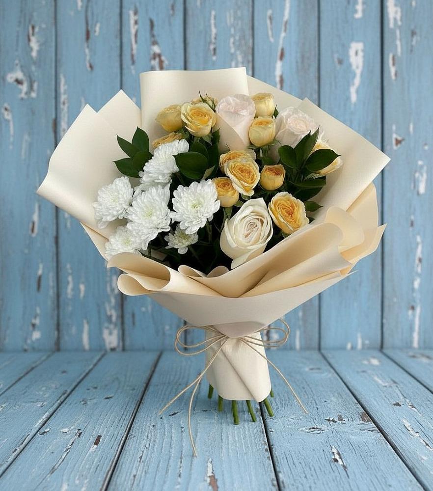 Букет цветов из: Розы и Хризантемы в Ладовской Балке