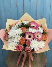 Букет цветов из:  Розы, Герберы и Хризантемы в Ладовской Балке