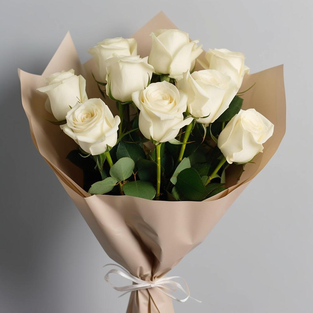Букет 9 Белых роз Эдлесс Лав в Ладовской Балке