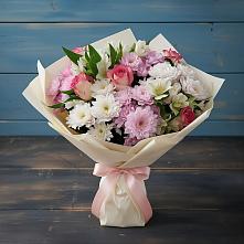 Букет цветов из:  Хризантемы, Альстромерии и Розы в Ладовской Балке