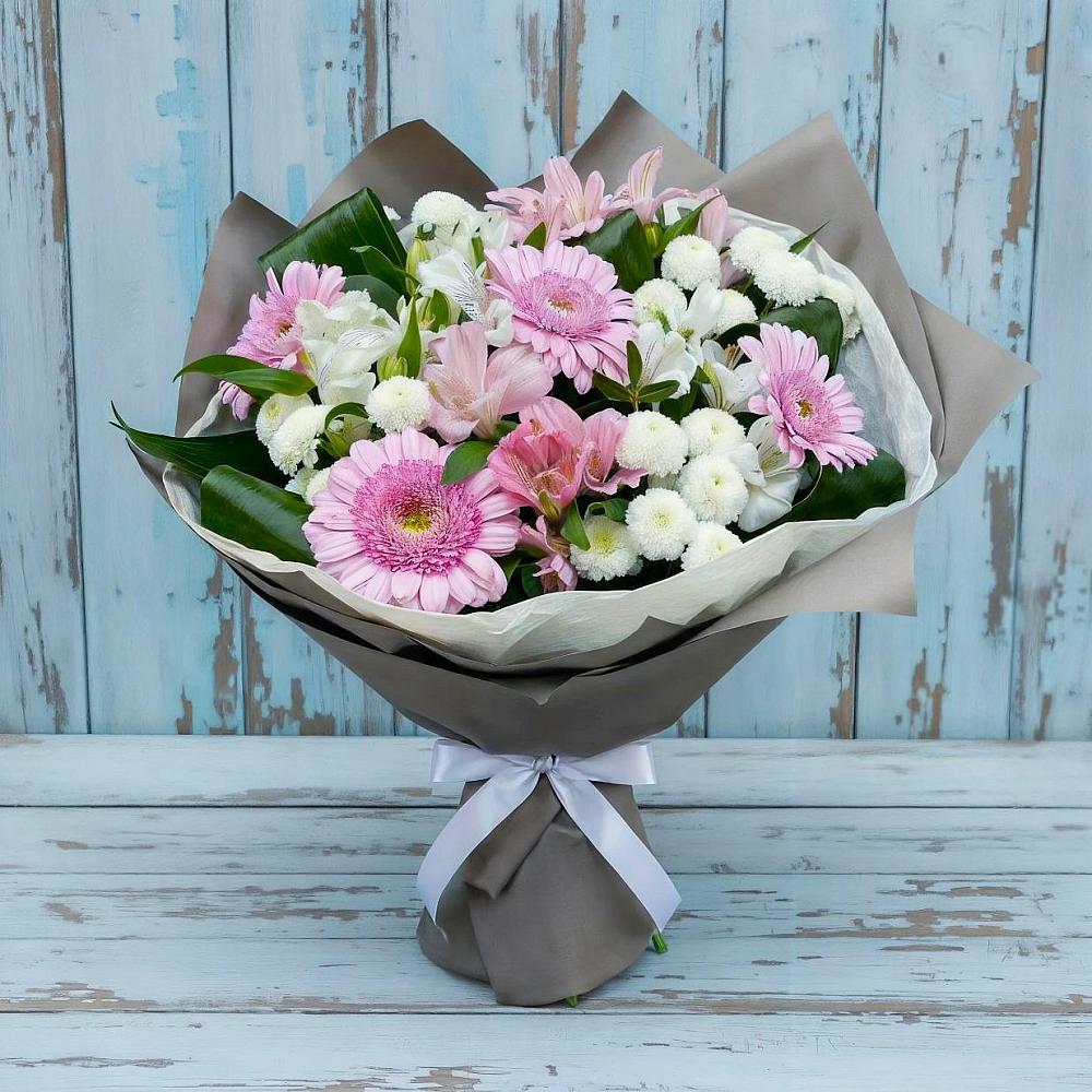 Букет цветов из: Герберы, Альстромерии и Хризантемы в Ладовской Балке